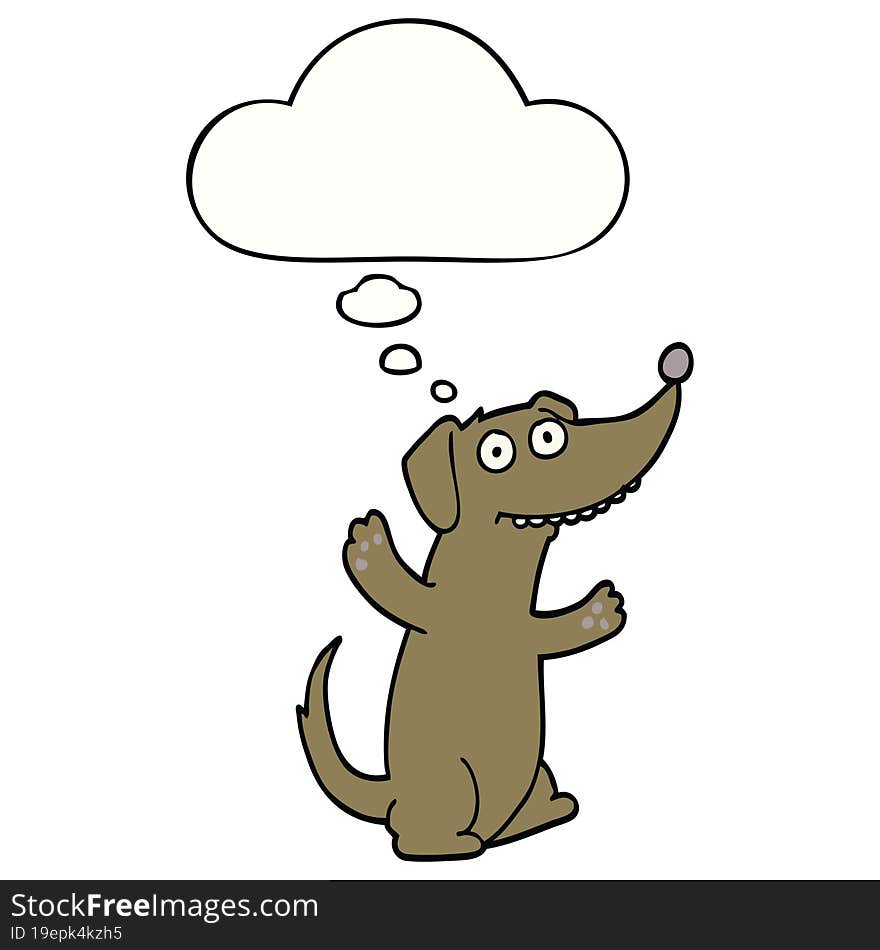 cartoon dog with thought bubble. cartoon dog with thought bubble