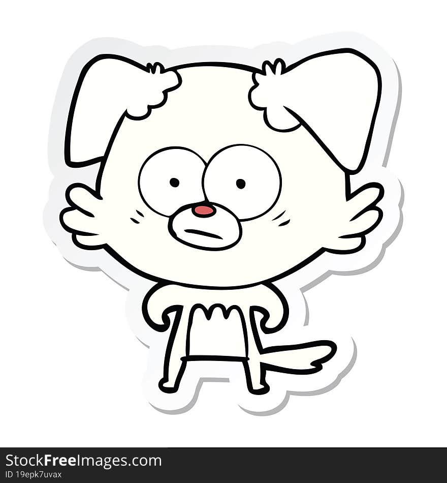 sticker of a nervous dog cartoon