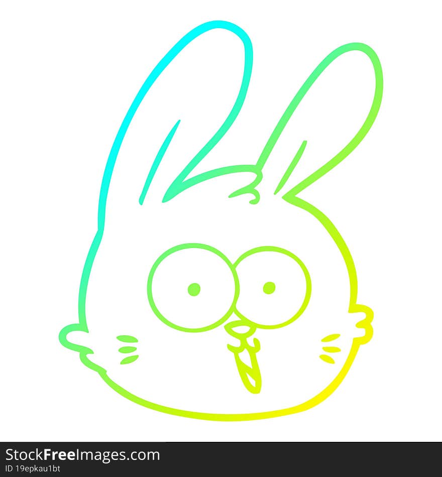 cold gradient line drawing cartoon rabbit face