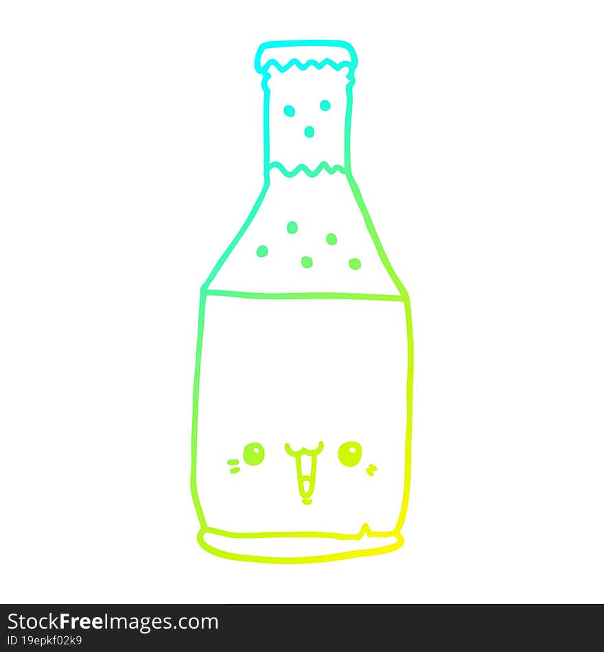 Cold Gradient Line Drawing Cartoon Beer Bottle