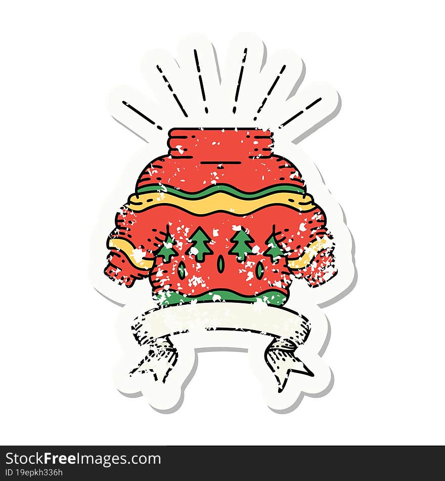 grunge sticker of tattoo style christmas jumper