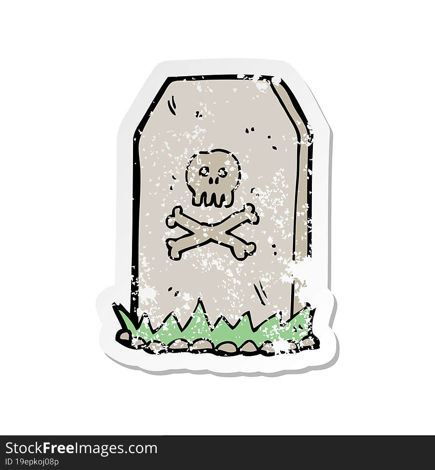 retro distressed sticker of a cartoon spooky grave