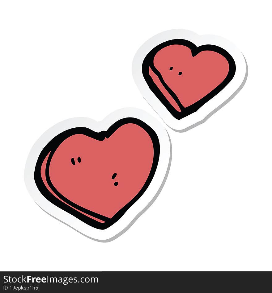 Sticker Of A Cartoon Love Hearts