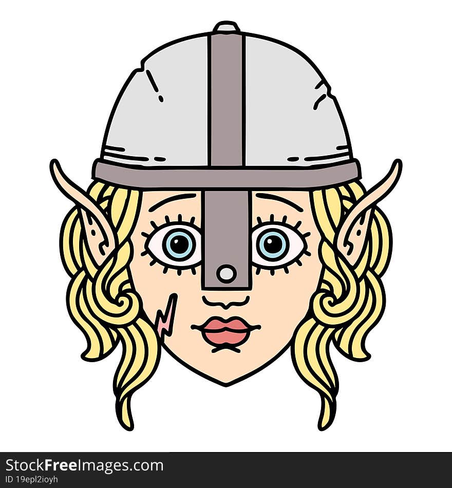 elf fighter character face illustration