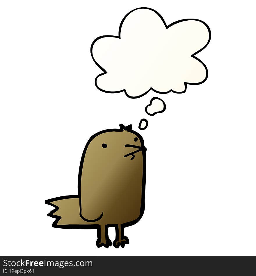 cartoon bird and thought bubble in smooth gradient style