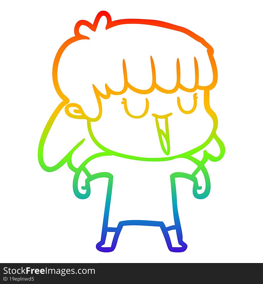 rainbow gradient line drawing of a cartoon woman