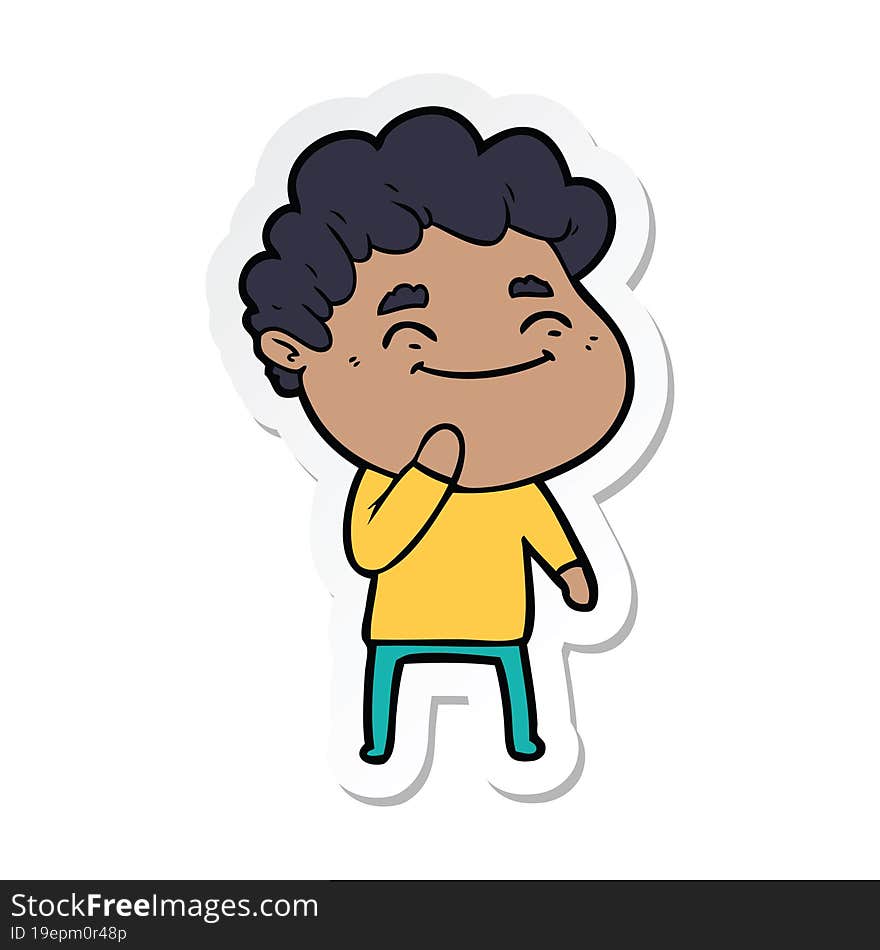 Sticker Of A Cartoon Friendly Man