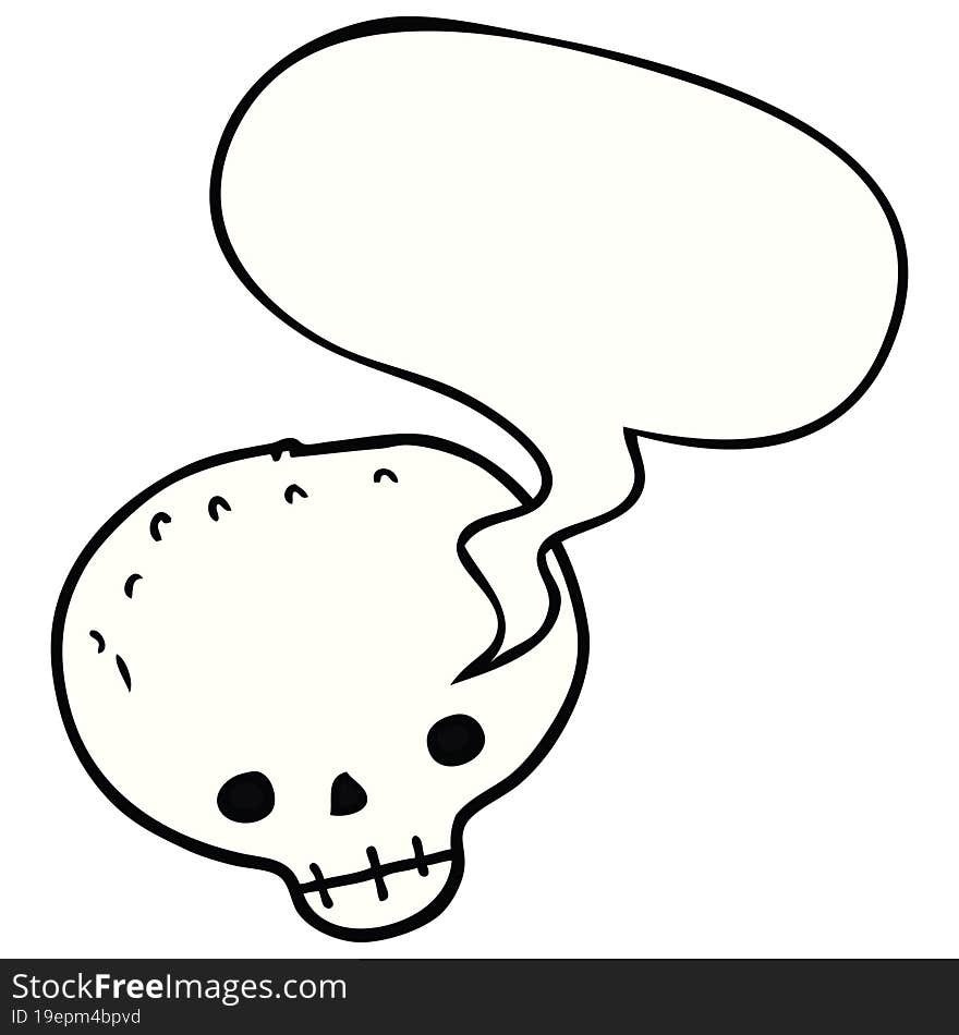 Cartoon Skull And Speech Bubble