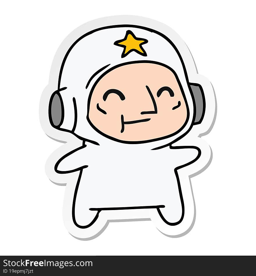 freehand drawn sticker cartoon of an older astronaut
