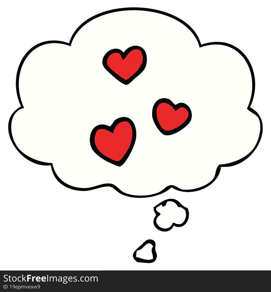 Cartoon Love Heart And Thought Bubble