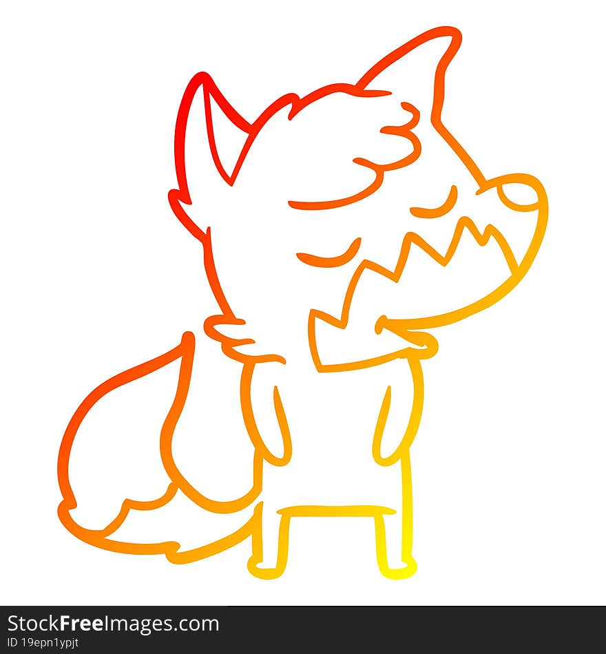 warm gradient line drawing friendly cartoon fox