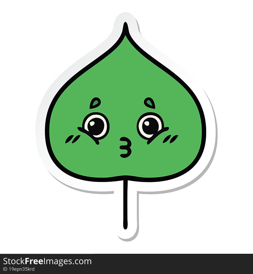 Sticker Of A Cute Cartoon Expressional Leaf