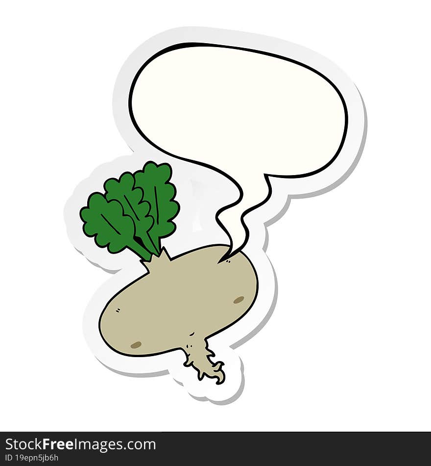 cartoon beetroot and speech bubble sticker