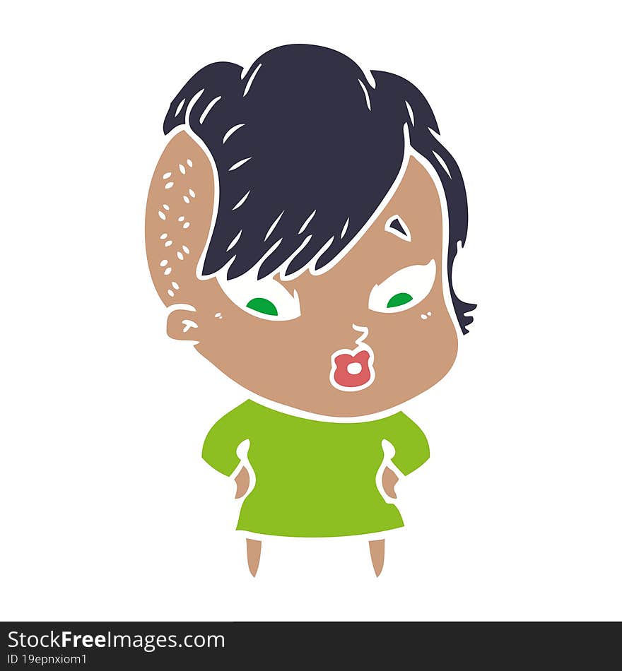 flat color style cartoon surprised girl