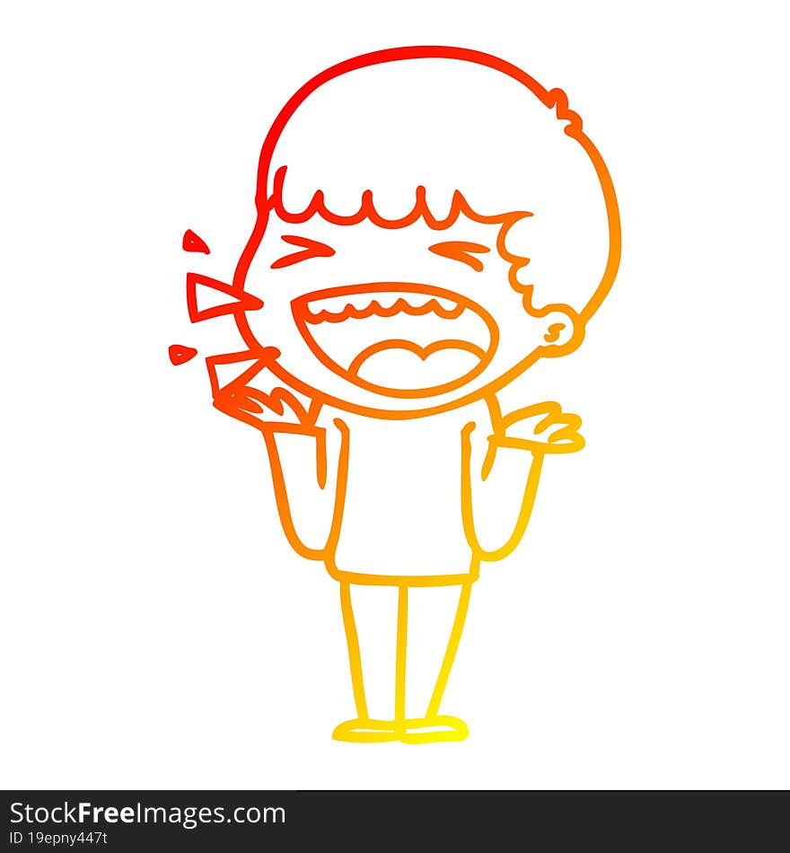 Warm Gradient Line Drawing Cartoon Laughing Man