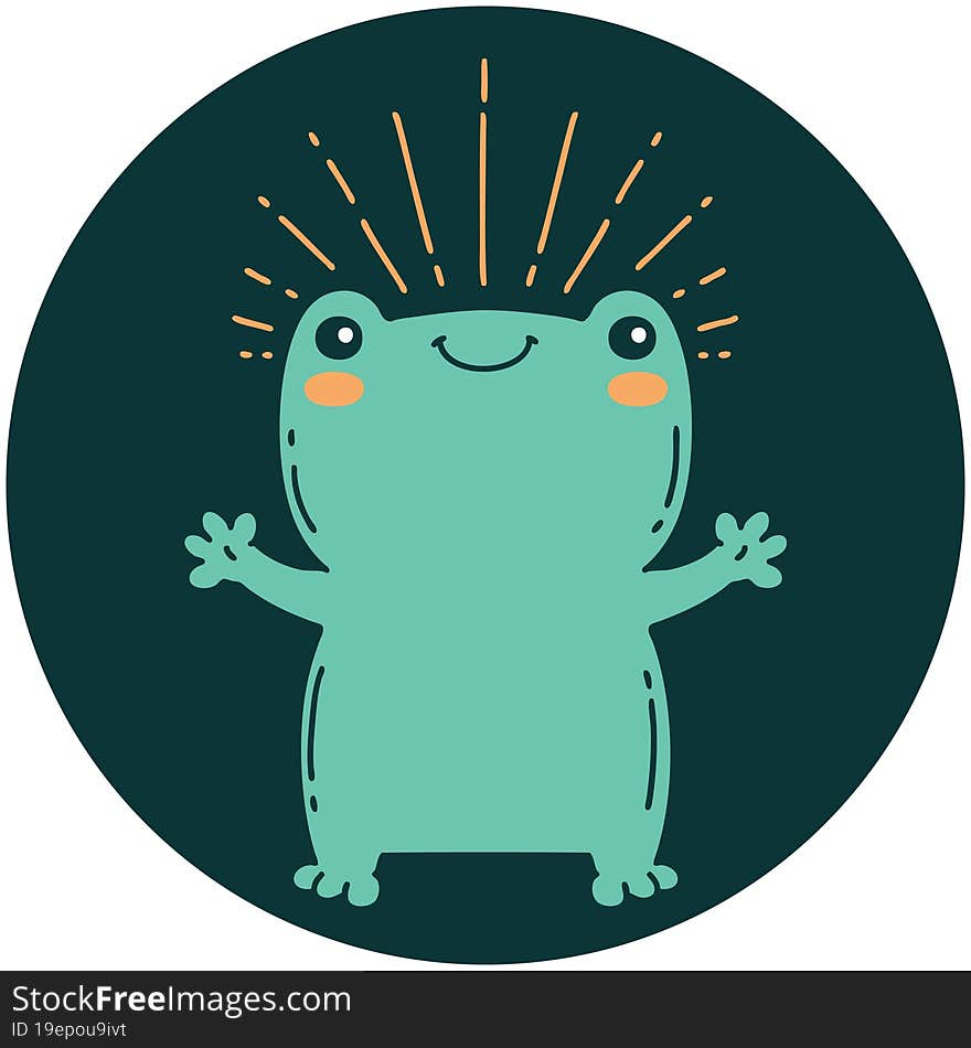 icon of tattoo style happy frog