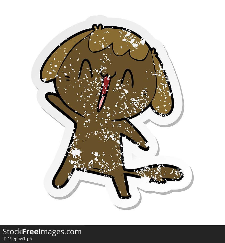 distressed sticker of a cute cartoon dog