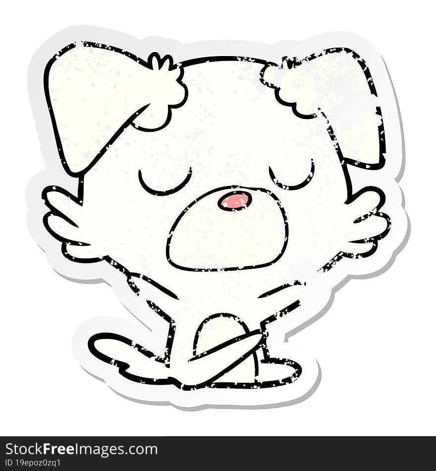 distressed sticker of a cartoon dog