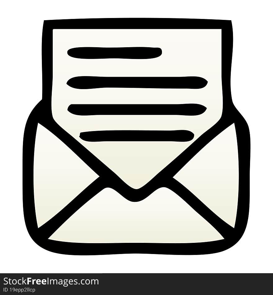 gradient shaded cartoon letter and envelope