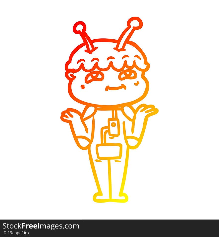 warm gradient line drawing friendly cartoon spaceman