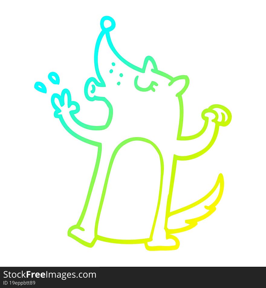 cold gradient line drawing cartoon howling wolf