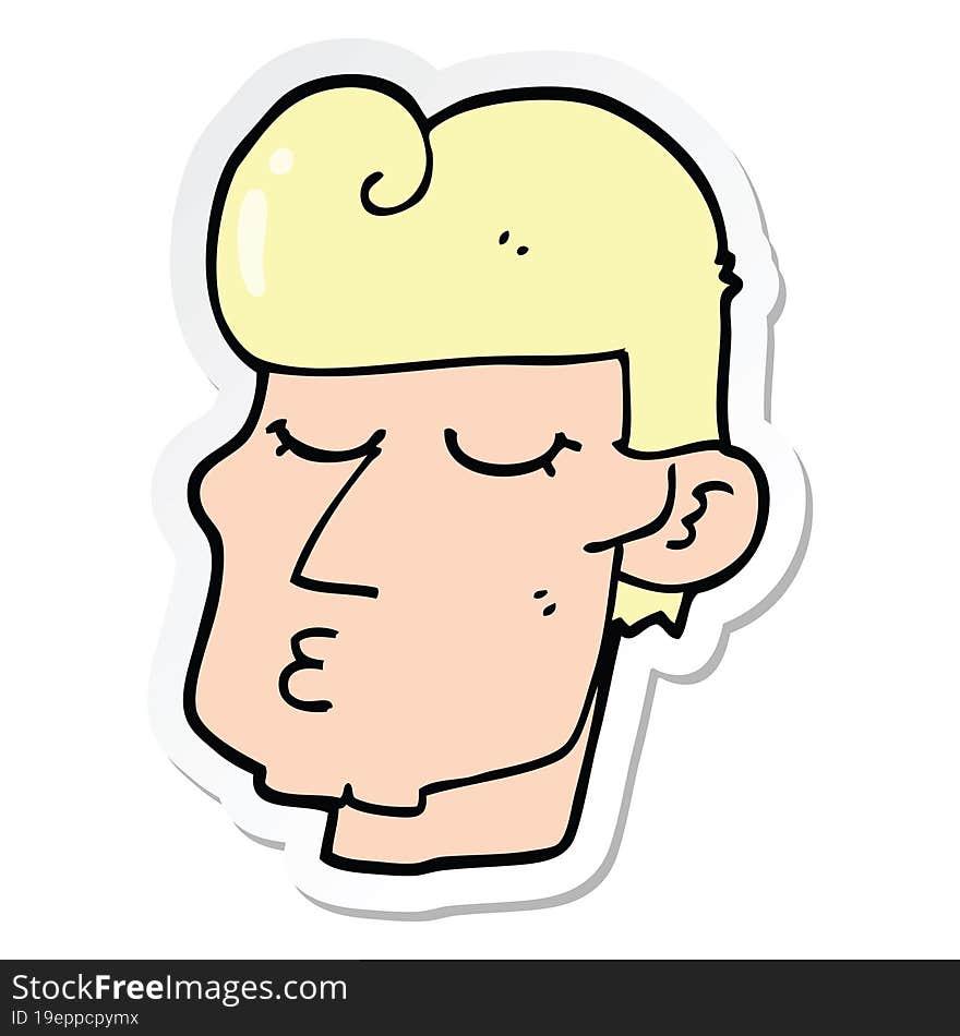 Sticker Of A Cartoon Handsome Man