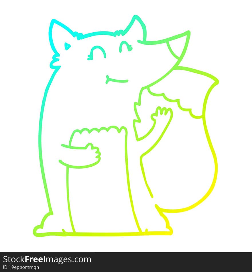 cold gradient line drawing happy cartoon fox