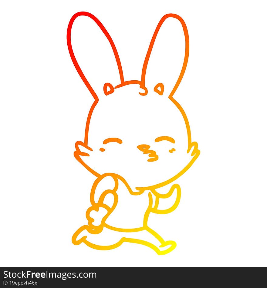 Warm Gradient Line Drawing Cartoon Running Rabbit