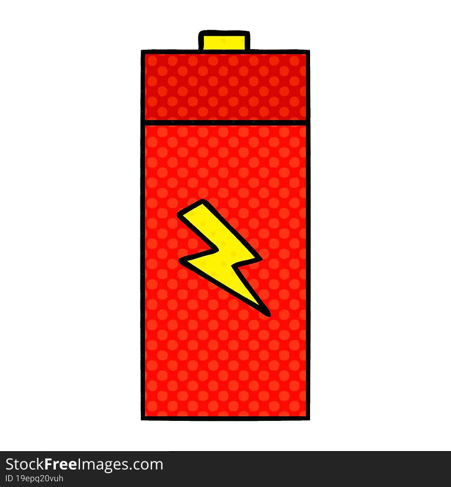 Comic Book Style Cartoon Electrical Battery