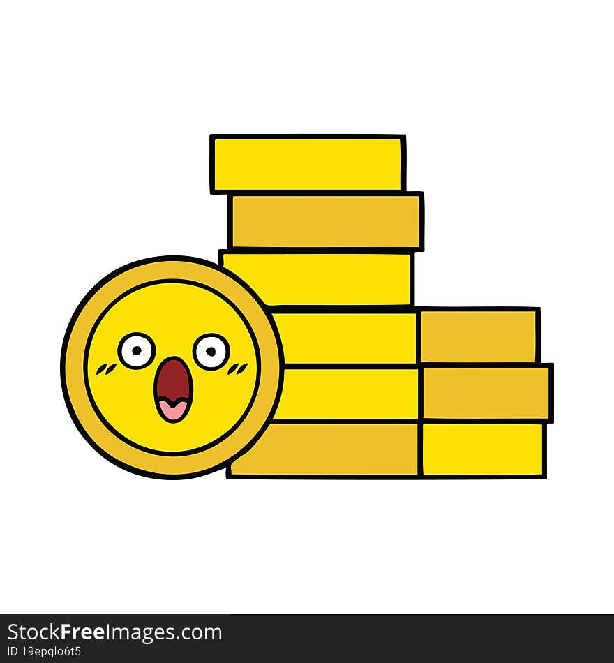 cute cartoon of a coins. cute cartoon of a coins