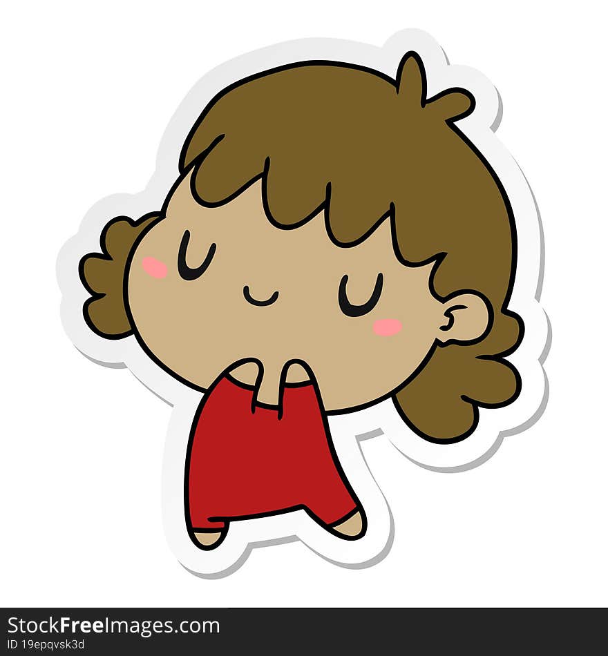 Sticker Cartoon Of A Cute Kawaii Girl