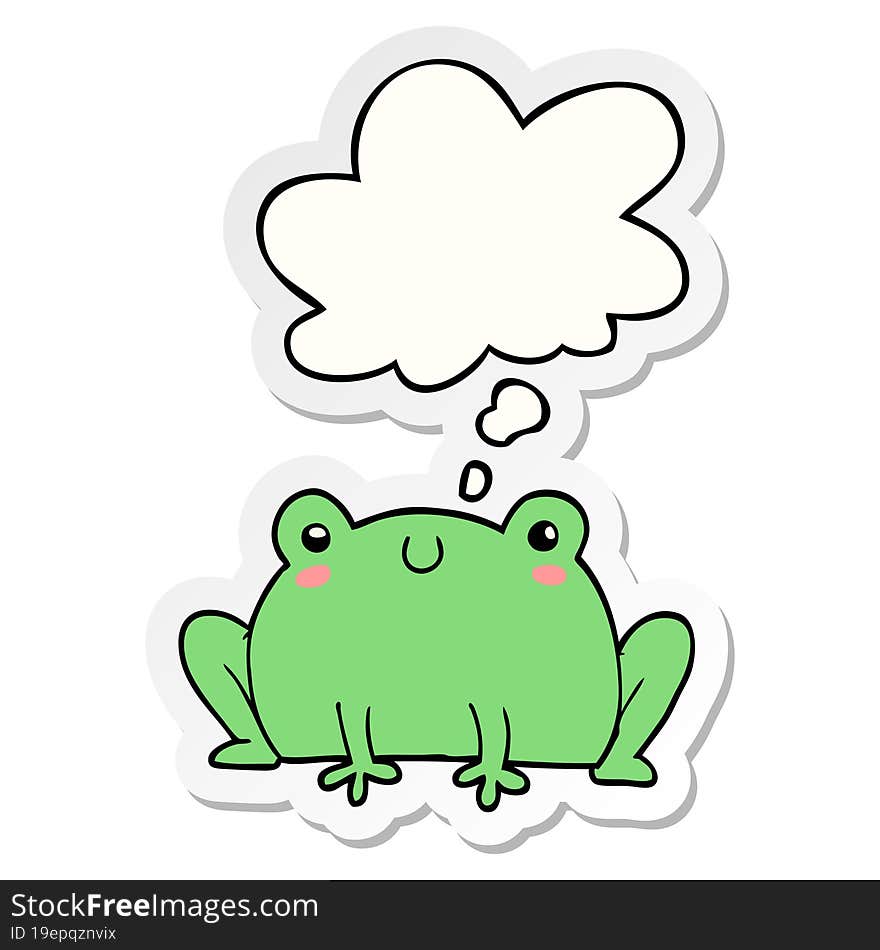 cartoon frog with thought bubble as a printed sticker