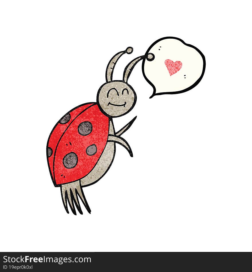 speech bubble textured cartoon ladybug