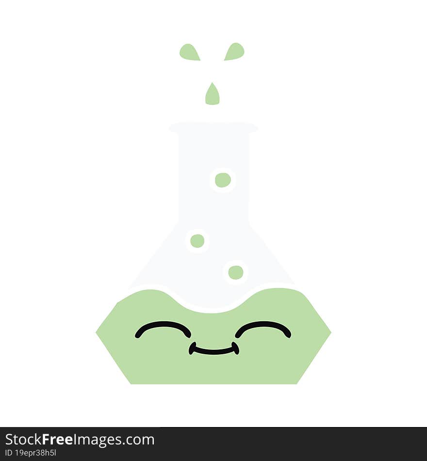 flat color retro cartoon science beaker