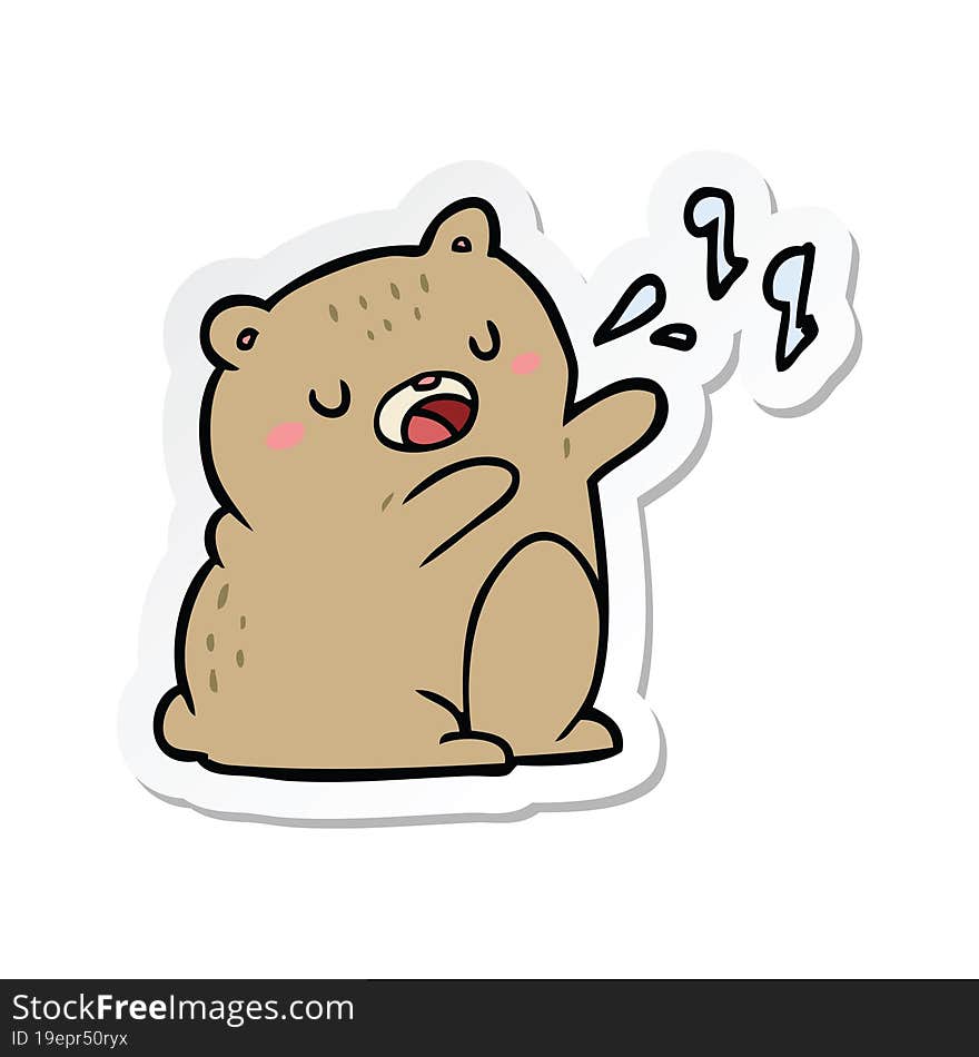 sticker of a cartoon singing bear