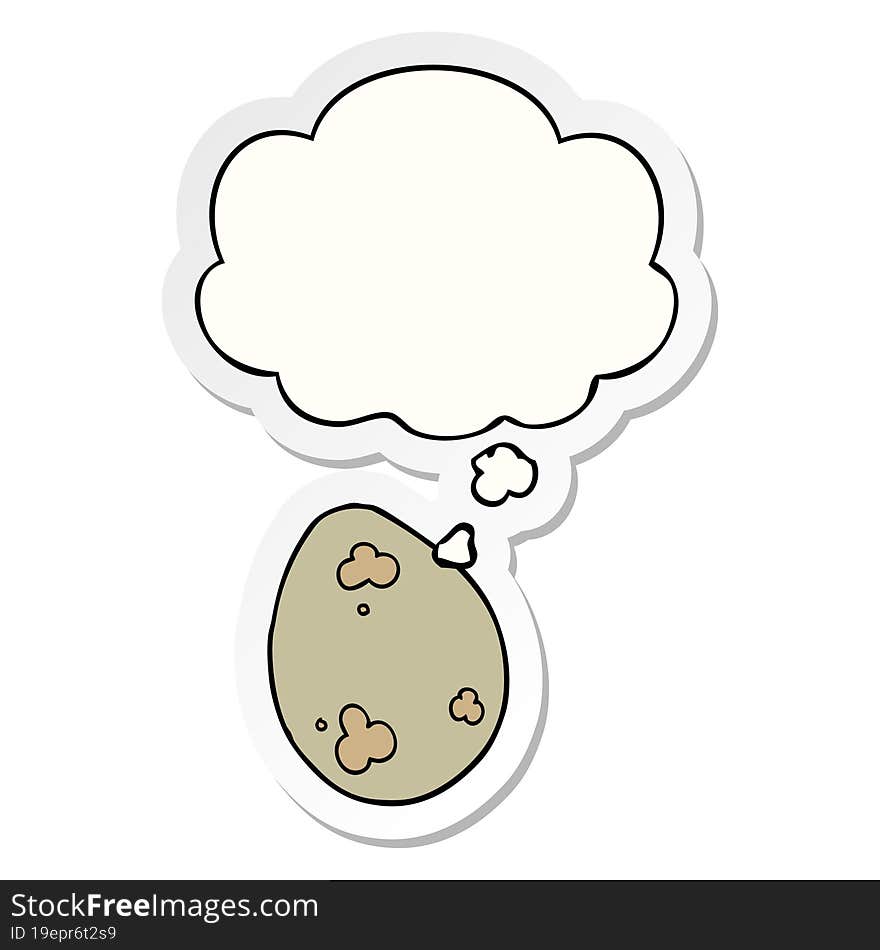 cartoon egg and thought bubble as a printed sticker