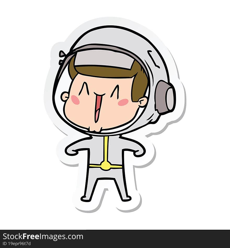 Sticker Of A Happy Cartoon Astronaut