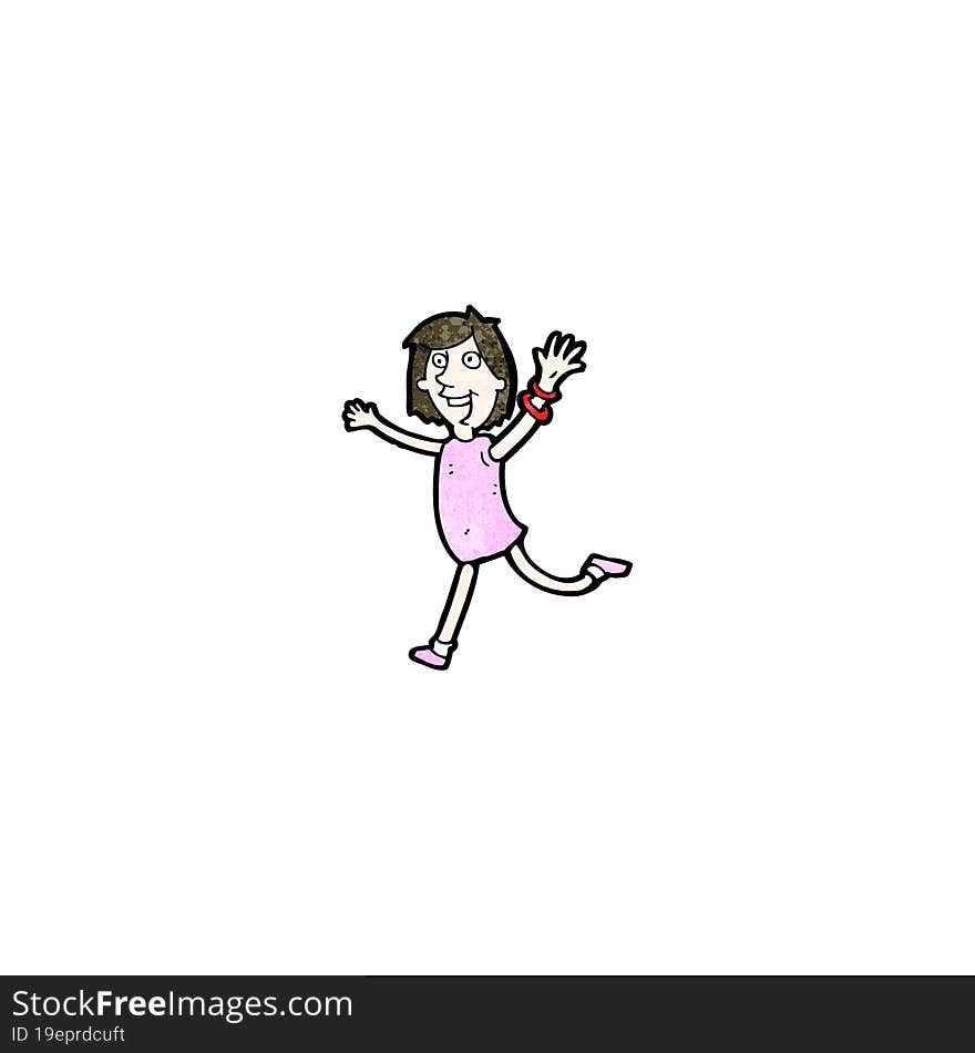 cartoon excited woman