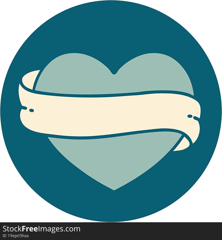 iconic tattoo style image of a heart and banner. iconic tattoo style image of a heart and banner