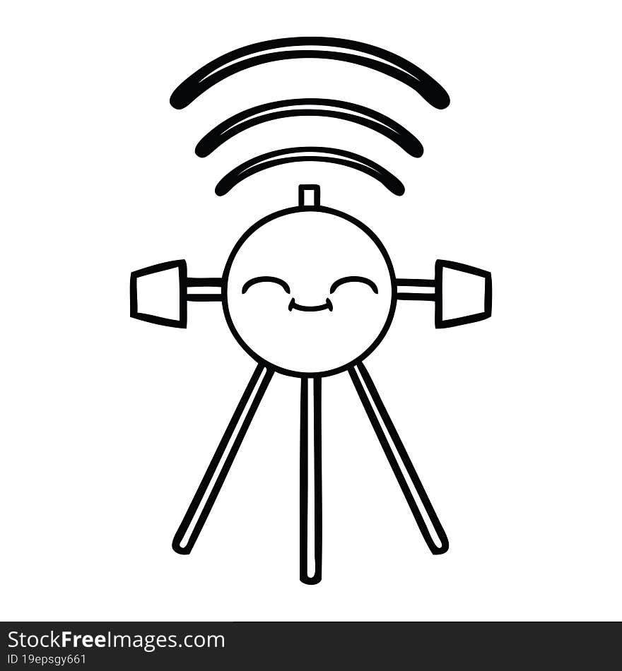 line drawing cartoon satellite