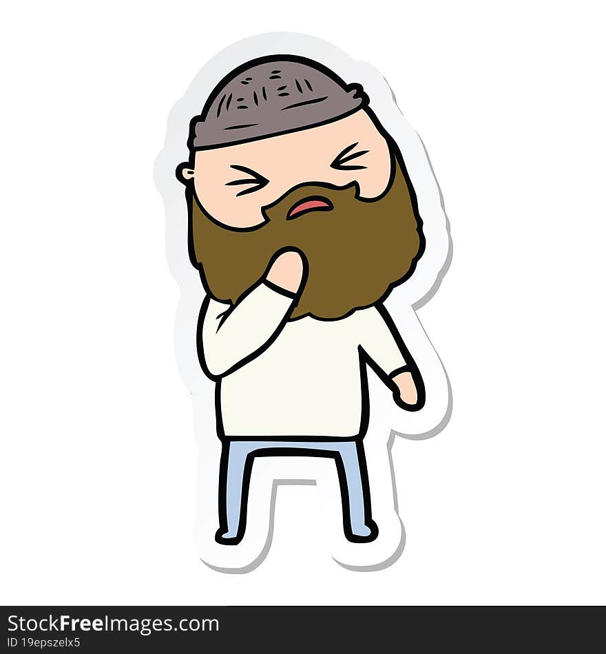 Sticker Of A Cartoon Man With Beard