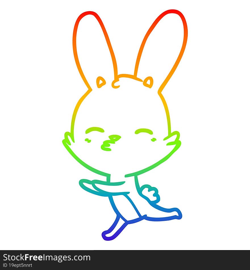 rainbow gradient line drawing curious bunny cartoon