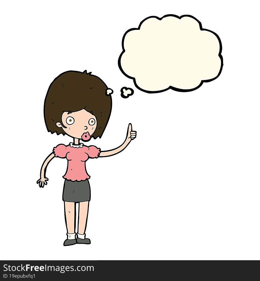 cartoon woman with idea with thought bubble