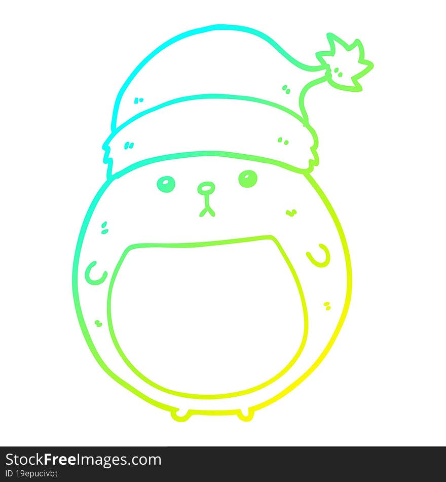 cold gradient line drawing cute cartoon christmas bear