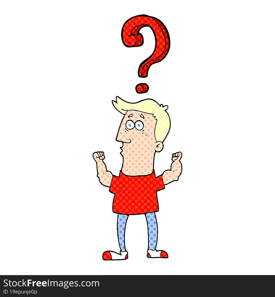 cartoon man with question