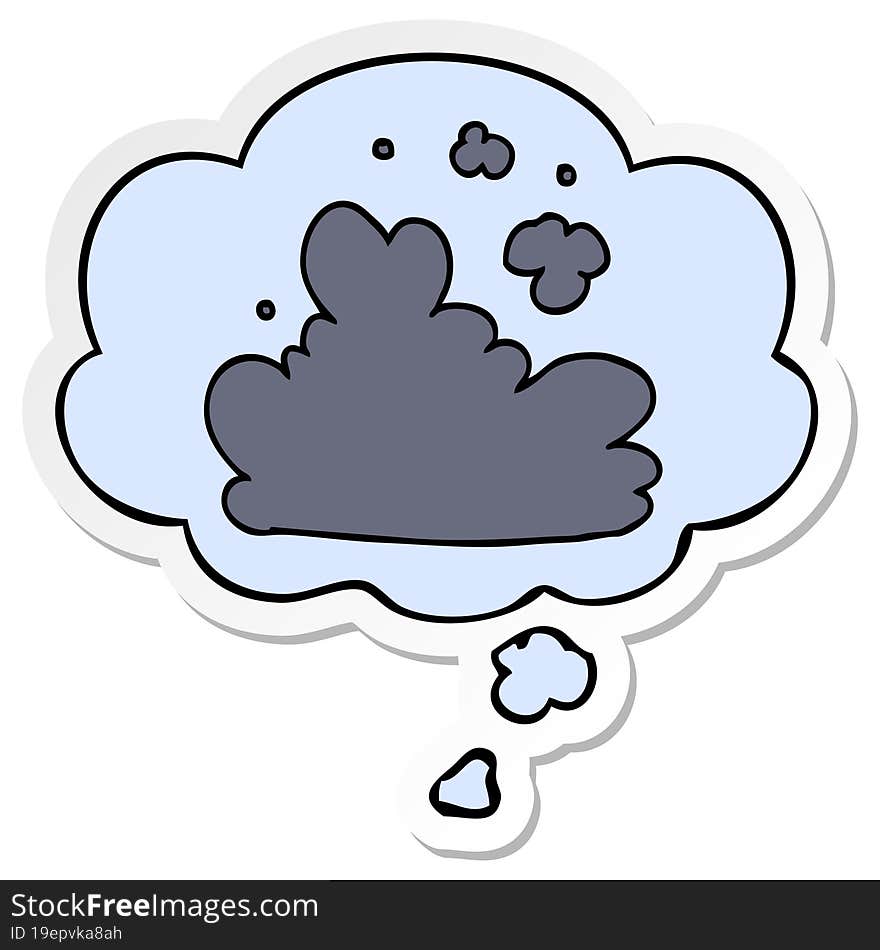 cartoon cloud and thought bubble as a printed sticker