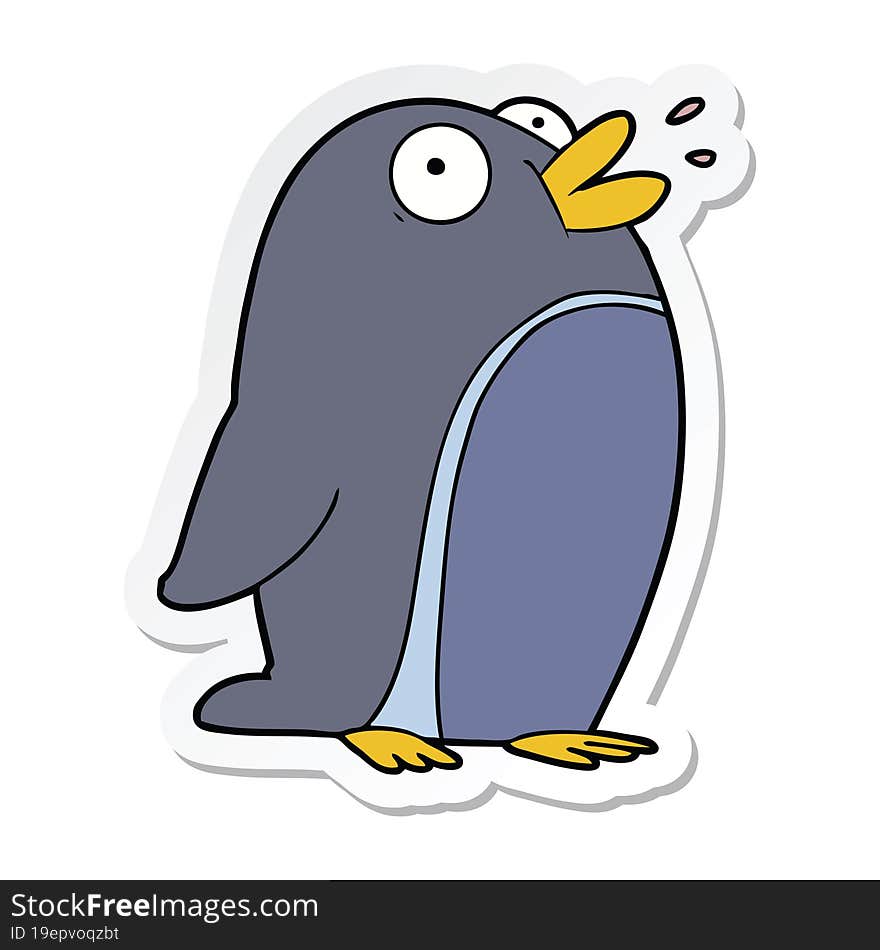 sticker of a cartoon penguin