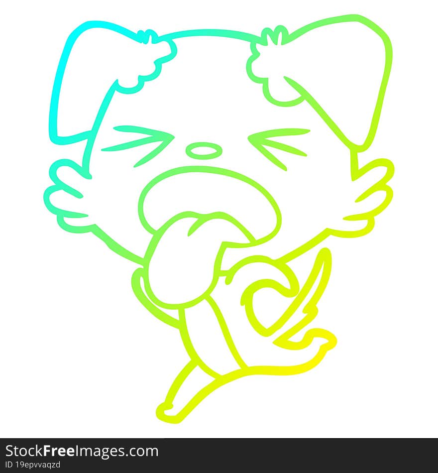 cold gradient line drawing of a cartoon running dog