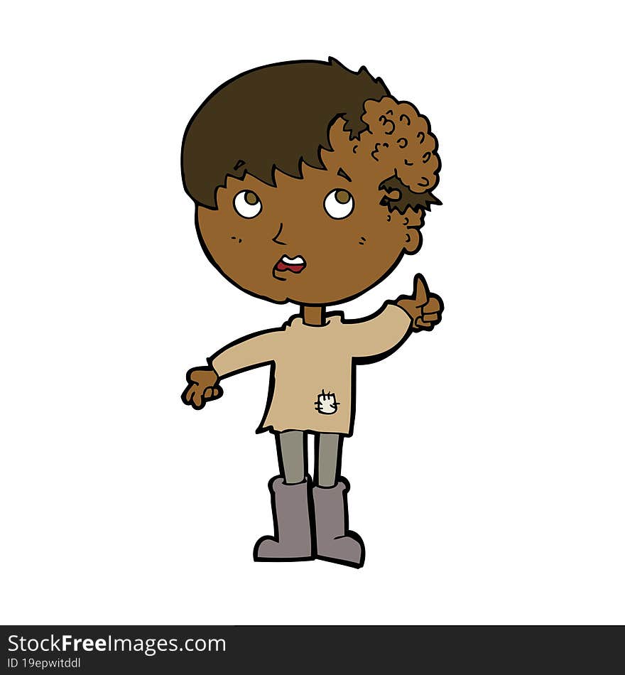 Cartoon Boy With Growth On Head