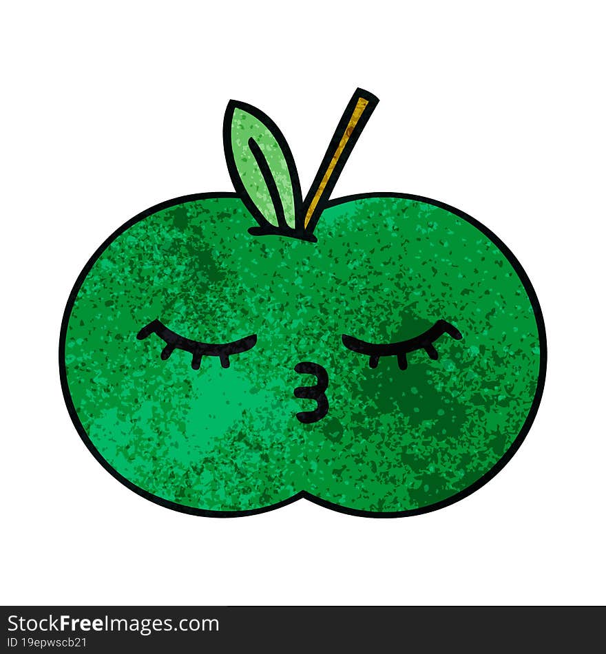 retro grunge texture cartoon juicy apple